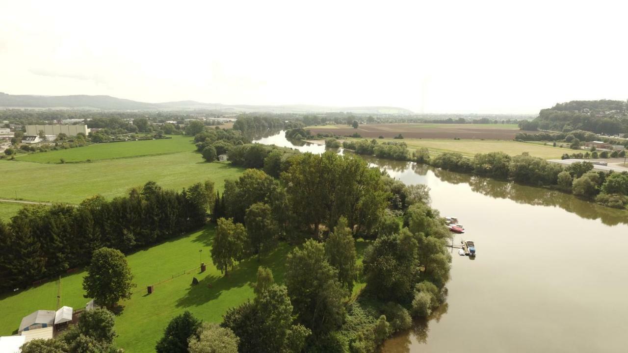 Weserwohnung - Bootshaus Urlaub Am Wasser Hamelin Eksteriør billede